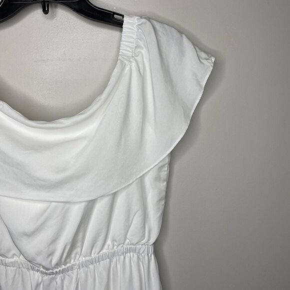 H by HALSTON Dress Womens Medium M White Off Shoulder Georgia Cove Lyocell - Picture 7 of 10